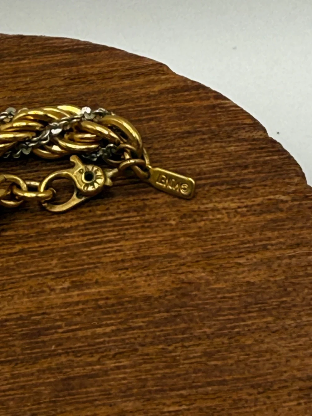 vintage Monet two-tone twisted rope chain necklace.